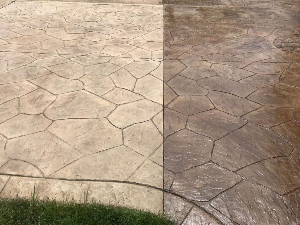 A clean and dirty concrete